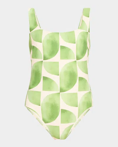 Seafolly Sunray Retro One-piece Swimsuit In Sage