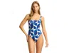 Seafolly Sunray Swimsuit Women Ultramarine Square Neck One-piece Beach Red274 In Blue