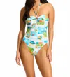 Seafolly Sunset Bandeau One Piece In Turquoise In Blue