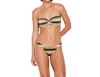 Seafolly Sunset Stripe Bandeau With Ring Bikini Top In Lurex Gold In Multi