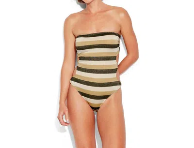 Seafolly Sunset Stripe Maillot One Piece In Lurex Gold In Brown