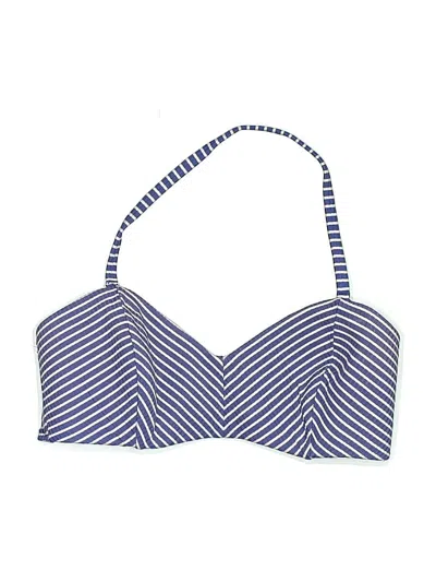 Pre-owned Seafolly Swimsuit Top Blue Chevron/herringbone Pattern Swimwear