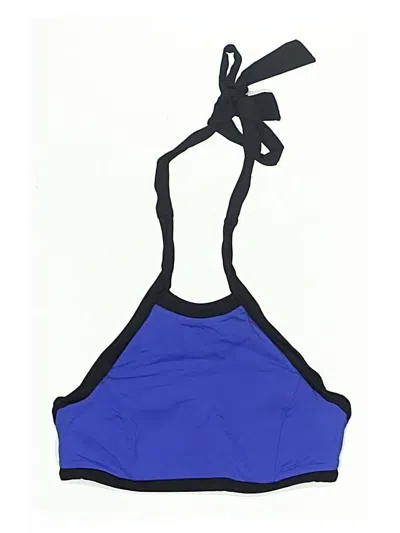 Pre-owned Seafolly Swimsuit Top Blue Color Block Pattern Swimwear