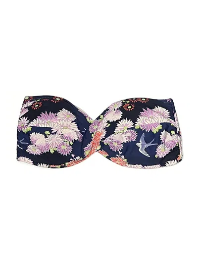Pre-owned Seafolly Swimsuit Top Blue Floral Pattern Swimwear