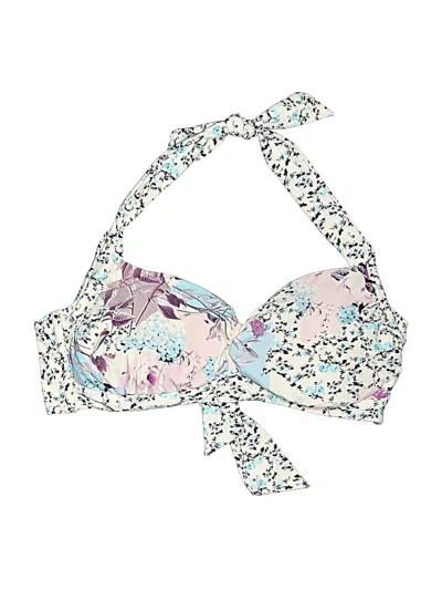 Pre-owned Seafolly Swimsuit Top Blue Floral Pattern Swimwear
