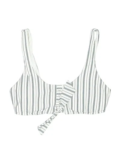Pre-owned Seafolly Swimsuit Top Gray Stripes Pattern Swimwear