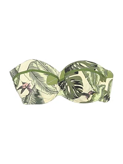 Pre-owned Seafolly Swimsuit Top Green Tropical Pattern Swimwear