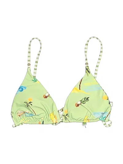 Pre-owned Seafolly Swimsuit Top Green Tropical Pattern Swimwear