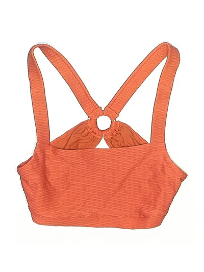 Pre-owned Seafolly Swimsuit Top Orange Chevron/herringbone Pattern Swimwear