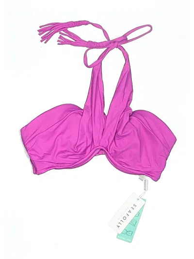 Seafolly Swimsuit Top Pink Solid Pattern Swimwear