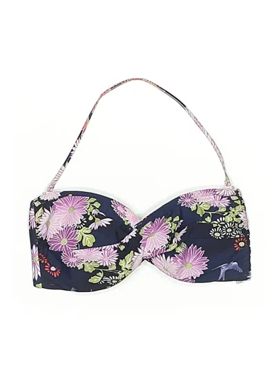 Pre-owned Seafolly Swimsuit Top Purple Floral Pattern Swimwear