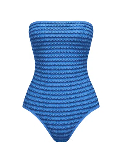 Seafolly Textured Bandeau Swimsuit In Blue
