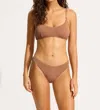 Seafolly Textured Bralette High Cut Bikini In Bronze In Brown