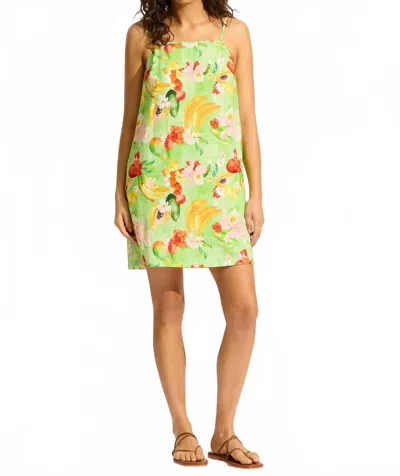 Seafolly Tropique Bandeau Mini Dress In Aloe Gel In Green