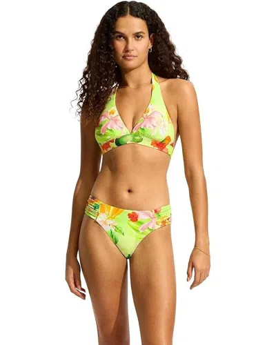 Seafolly Tropique Bikini Women's Aloe Gel Tropical Ruched Side Swimwear Buu485 In Multi