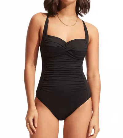 Seafolly Twist Halter One Piece In Black