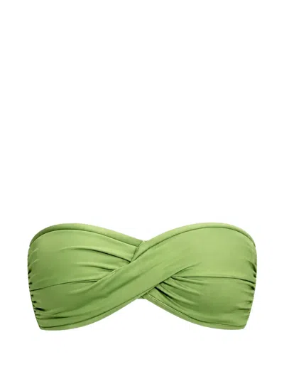 Seafolly Twist-detail Bandeau Bikini Top In Green