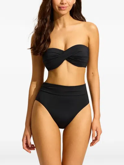 Seafolly Twist-front Bandeau Bikini Top In Black