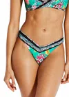 Seafolly V Cut Bikini Bottom In Water Garden Evergreen In Green