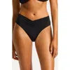 Seafolly V-front High Cut Bikini Bottoms In Black