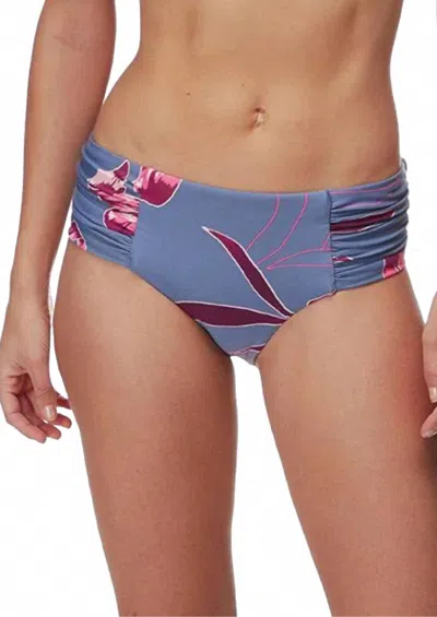Seafolly Wide Side Retro Bikini Bottom In Radiance Floral In Blue
