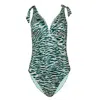 Seafolly Wild At Heart V Neck Shoulder One Piece Evergreen In Multi
