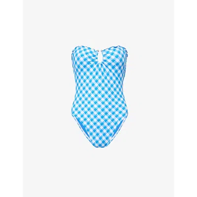 Seafolly Womens Azure Ciao Bella Checked Stretch-recycled Nylon Swimsuit