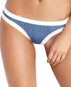 SEAFOLLY WOMEN'S BLOCK PARTY HIPSTER BIKINI BOTTOM IN SEA DENIM
