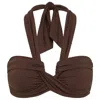 Seafolly Women Halter Bandeau Bikini Top In Espresso In Brown