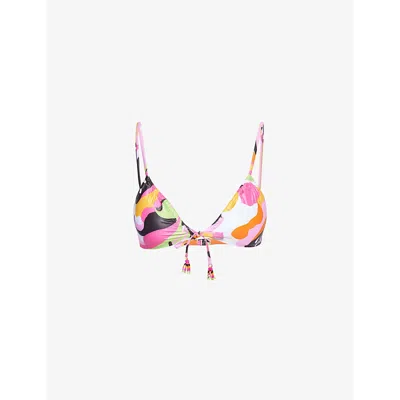 Seafolly Womens Hot Pink Rio Abstract-print Stretch-recycled Polyester Bikini Top