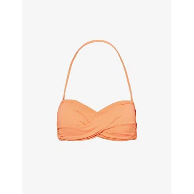 Seafolly Collective Twist Bandeau Recycled-nylon Blend Bikini Top In Melon