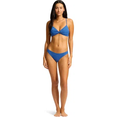 Seafolly Women's  Oasis Bikini Bottom Ultramarin Stretch Hipster Swimsuit Gbo613 In Blue