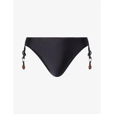 Seafolly Womens Black Pearl Palermo Loop Tie-side Bikini Bottoms