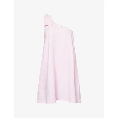 Seafolly Womens Blossom One-shoulder Asymmetric-neckline Linen-blend Mini Dress