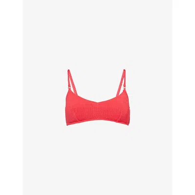 Seafolly Womens  Sea Dive Textured Bralette Bikini Top In Chilli Red