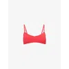 Seafolly Womens Chilli Red Sea Dive Textured Bralette Bikini Top In Red