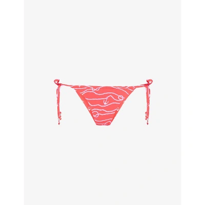 Seafolly Womens Chilli Red Set Sail Graphic-print Bikini Bottoms
