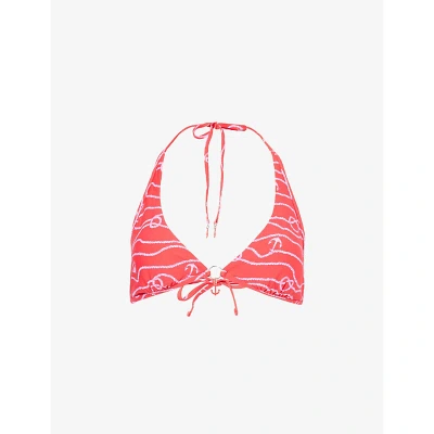 Seafolly Womens Chilli Red Set Sail Stretch Recycled-nylon Bikini Top