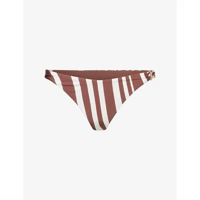 Seafolly Womens  Coastline Striped Bikini Bottoms In Brown