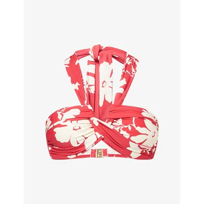 Seafolly Womens Cosmo Red Mayflower Halterneck Bandeau Bikini Top In Multi