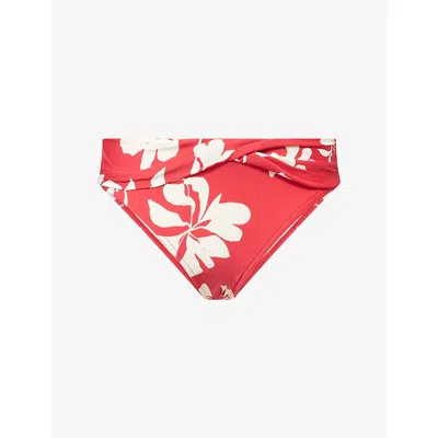 Seafolly Womens Cosmo Red Mayflower Twist-band Mini Hipster Bikini Bottoms