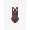 Seafolly Womens Dark Chocolate Collective V-neck Swimsuit In Brown