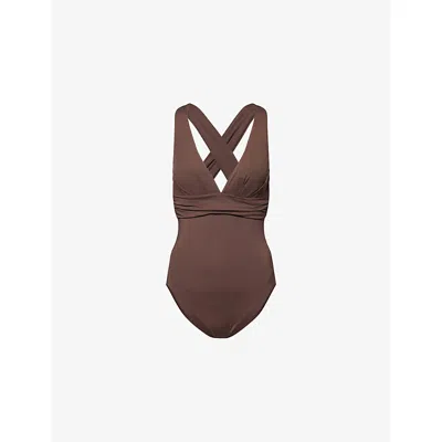 Seafolly Womens Dark Chocolate Collective V-neck Swimsuit In Brown