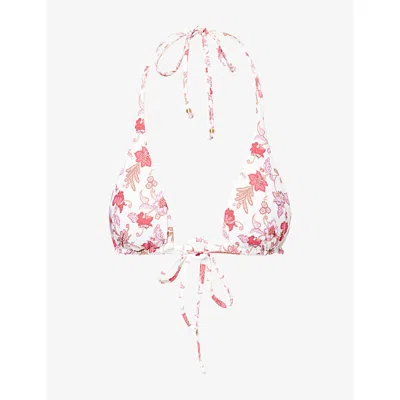 Seafolly Womens Ecru Summer Chintz Triangle Bikini Top In Neutral