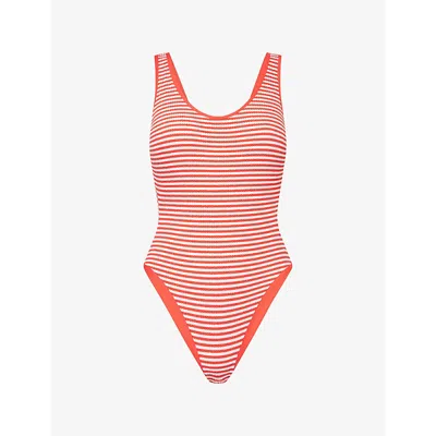 Seafolly Womens Flame Clubhouse Retro Striped Swimsuit In Red