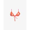 Seafolly Womens  Marbella Graphic Print Triangle Bikini Top In Flame