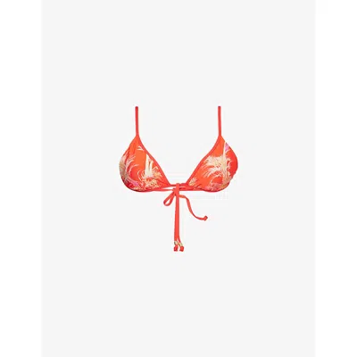 Seafolly Womens  Marbella Graphic Print Triangle Bikini Top In Flame