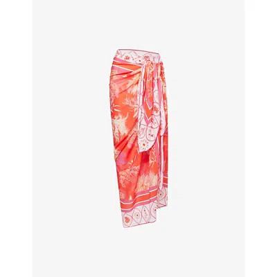 Seafolly Womens Flame Marbella Printed Cotton Sarong