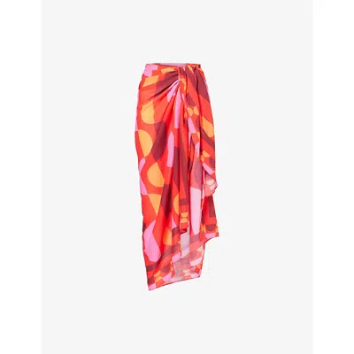Seafolly Womens Flame Sorrento Printed Cotton Sarong In Orange