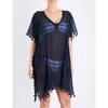 Seafolly Amnesia Crinkled-cotton Kaftan In Indigo